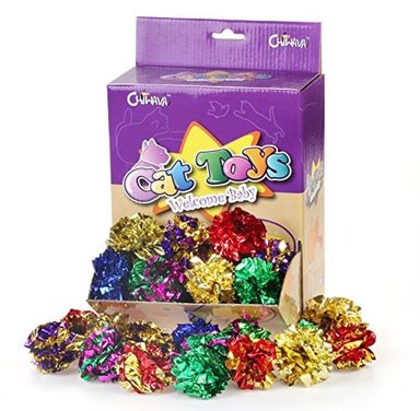 JUGUETE DE BOLAS DE MYLAR JUGUETE DE GATO BRILLANTE ARRUGADO BOLA GATITO AGRIETADO LIGERO PLAY VARIOS COLORES