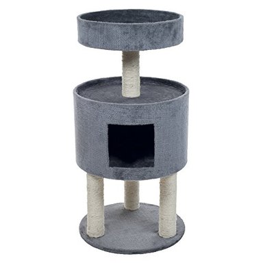 CONDO PARA GATOS PETMAKER CON BALCÓN COLOR GRIS