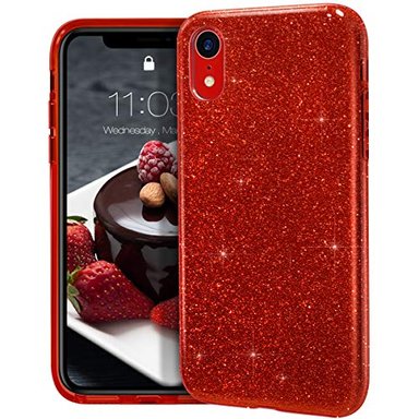 MATEPROX - CARCASA PARA IPHONE XR DE 61 'DISEÑO DE PURPURINA ROJO