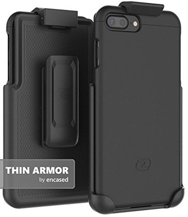 IPHONE 7PLUS FUNDA PARA CINTURÓN ENCASED THIN ARMOR ULTIMATE CARCASA HÍBRIDA JET BLACK W / HOLSTER CLIP PARA IPHONE DE APPLE
