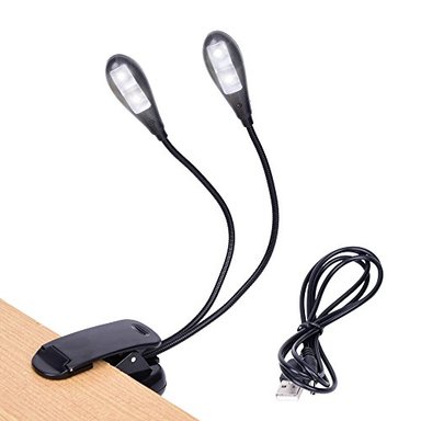 LUZ DE SOPORTE DE MÚSICA LUCES LED DE CLIP PARA LIBROS USB Y AAA FUNCIONA CON PILAS LÁMPARA DE LECTURA EN CAMA 4 NIVELES DE BR