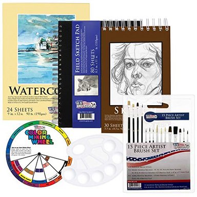 MATERIALES DE ARTE DE 20PIEZAS DE DIBUJO BOCETO Y PINTURA.PAPEL Y PINCEL ACCESORIOS.