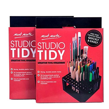 MONT MARTE STUDIO TIDY - SOPORTE PARA LÁPICES Y PINCELES DE PLÁSTICO DE 96 AGUJEROS PARA PINCELES DE PINTURA LÁPICES ROTULADO