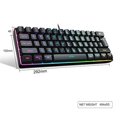 MAGEGEE TS91 MINI TECLADO DE JUEGO/OFICINA IMPERMEABLE TECLADO DE COMPUTADORA COMPACTO CON CABLE RGB RETROILUMINADO - 2
