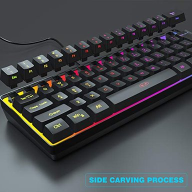 MAGEGEE TS91 MINI TECLADO DE JUEGO/OFICINA IMPERMEABLE TECLADO DE COMPUTADORA COMPACTO CON CABLE RGB RETROILUMINADO - 4