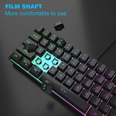 MAGEGEE TS91 MINI TECLADO DE JUEGO/OFICINA IMPERMEABLE TECLADO DE COMPUTADORA COMPACTO CON CABLE RGB RETROILUMINADO - 5