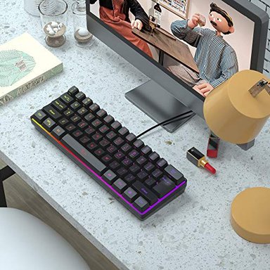 MAGEGEE TS91 MINI TECLADO DE JUEGO/OFICINA IMPERMEABLE TECLADO DE COMPUTADORA COMPACTO CON CABLE RGB RETROILUMINADO - 6