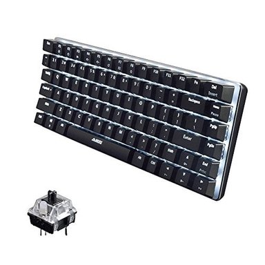 LEXONELEC TECLADO DE JUEGO CON CABLE AJAZZ AK33 LED AZUL RETROILUMINADO 82 TECLAS USB MECÁNICO PRO GAMER TECLADO PARA LO - 1