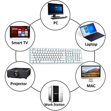 TECLADO INALÁMBRICO GLOBAL SHOPEX B087JVVH54 UBOTIE COLORIDO COMBOS MÁQUINA ESCRIBIR TECLAS FLEXIBLES OFICINA TAMAÑO COMPLETO - 3