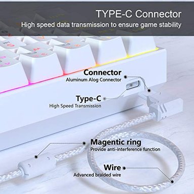 TECLADO MECÁNICO RGB 63 TECLAS BLUETOOTH 4.0 RETROILUMINACIÓN LED INALÁMBRICO USB CON CABLE PARA GAMING TECLADO - 2