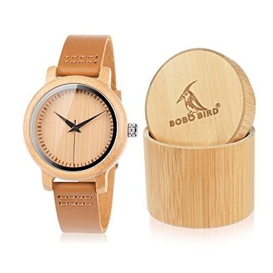 RELOJ BOBO BIRD MUJER ANÁLOGO MADERA BAMBÚ CORREA VACA MARRÓN CUARZO CASUAL CUERO