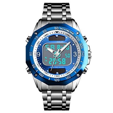 RELOJ GLOBAL SHOPEX HOMBRE ANÁLOGO DIGITAL VIG OROSO CUARZO ENERGÍA SOLAR ACERO INOXIDABLE