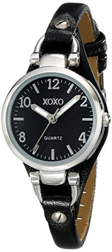 RELOJ XOXO MUJER XO3396SILVER-TONE NEGRO PIEL SINTÉTICA BANDA