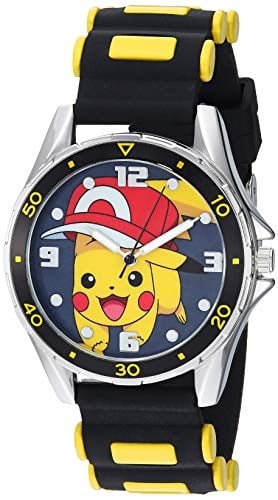 RELOJ GLOBAL SHOPEX NIÑO ANÁLOGO POKEMON CUARZO METAL PLATEADO CORREA NEGRO 20.7 POK9010 GOMA