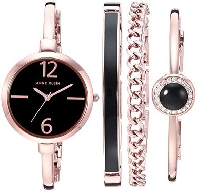 SET RELOJ ANNE KLEIN MUJER BRAZALETE MALLA ACENTUADA CRISTALES SWAROVSKI + PULSERAS