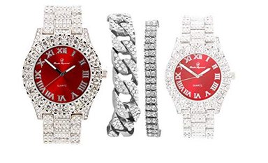 SET RELOJ GLOBAL SHOPEX MUJER BLING ED OUT KING AND QUEEN H IP HOP PERFECTO PAREJAS POTENCIA HACER ALARDE ENCENDIDO