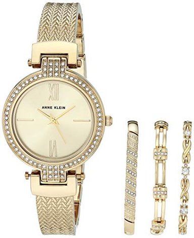 ANNE KLEIN JUEGO DE RELOJ PULSERA Y PULSERAS PARA MUJER CON CRISTALES DE SWAROVSKI AK/3584