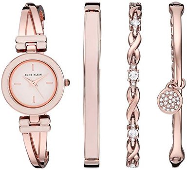 RELOJ ANNE KLEIN MUJER BRAZALETE MALLA ACENTUADA CRISTALES SWAROVSKI ORO ROSA