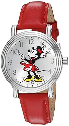 RELOJ DISNEY MUJER MINNIE MOUSE W002760 ALEACIÓN VINTAGE PLATEADO CORREA PIEL ROJA