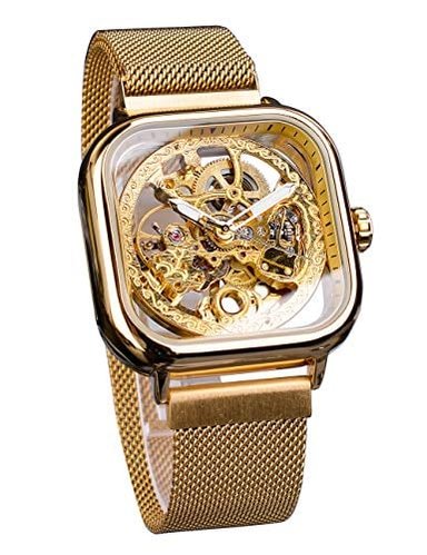 RELOJ GLOBAL SHOPEX HOMBRE AUTOMÁTICO MECÁNICO FORSINING ESFERA TRANSPARENTE ESQUELETO ACERO INOXIDABLE