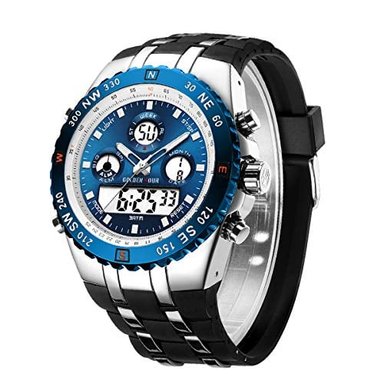 RELOJ GLOBAL SHOPEX HOMBRE ANÁLOGO DIGITAL CORREA ACERO INOXIDABLE GOMA