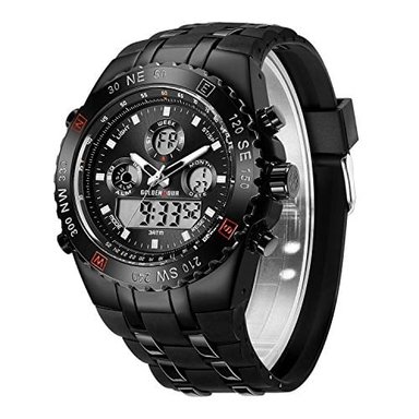 RELOJ GLOBAL SHOPEX HOMBRE ANÁLOGO DIGITAL CORREA ACERO INOXIDABLE GOMA