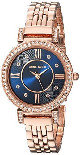 RELOJ ANNE KLEIN MUJER BRAZALETE CRISTALES SWAROVSKI MALLA ACENTUADA ORO ROSA