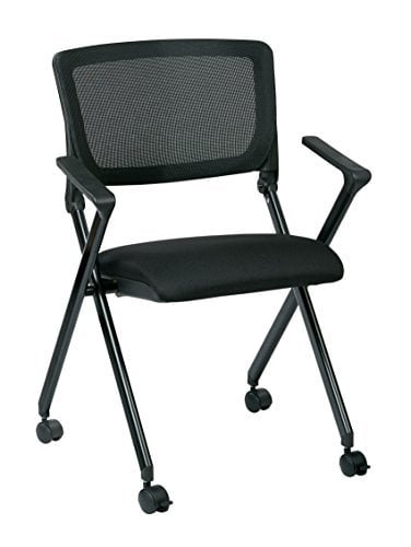 OFFICE STAR - SILLA PLEGABLE CON RESPALDO Y ASIENTO DE COLOR NEGRO METAL BLACK FRAME