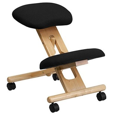 SILLA INCLINADA ERGONÓMICA DE MADERA MÓVIL DE FLASH FURNITURE TELA MADERA NEGRO