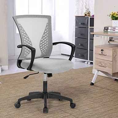 OFFICLEVER - SILLA EJECUTIVA ERGONÓMICA DE COMPUTADORA MALLA NEGRA CON RUEDAS Y RESPALDO LUMBAR REPOSABRAZOS Y AJUSTABLE