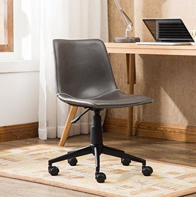 SILLA DE OFICINA GLOBAL SHOPEX OF1012GY ROUNDHILL FURNITURE CESENA GIRATORIA DE PIEL SINTÉTICA 360 GRIS