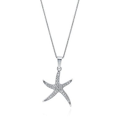 COLLAR BERRICLE N1148-01 PLATA DE LEY CHAPADO CIRCONITA CÚBICA ESTRELLA MAR CZ CON COLGANTE FASHION 18'
