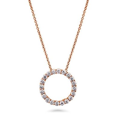 PLATA DE LEY CHAPADOS EN ORO ROSA CIRCONIO CÚBICO CZ ABIERTO CÍRCULO COLGANTE COLLAR 17' + 2' EXTENDER