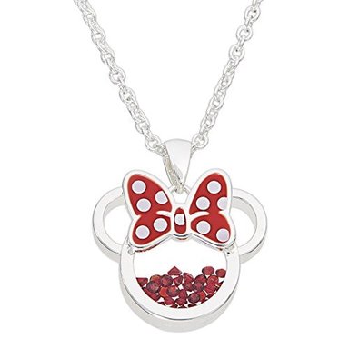 DISNEY COLLAR CON COLGANTE CHAPADO EN PLATA DISEÑO DE MINNIE MOUSE EXTENSOR DE 18 + 2 PULGADAS