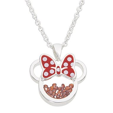 COLLAR DISNEY PLATA CON COLGANTE CHAPADO DISEÑO MINNIE MOUSE EXTENSOR 18 + 2 PULGADAS