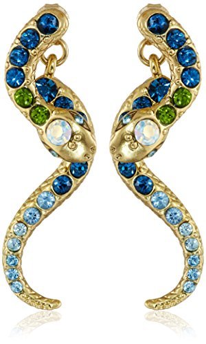 BETSEY JOHNSON PAVIMENTAN PENDIENTES LINEALES DE CRISTAL DE SERPIENTE DELANTERA Y TRASERA