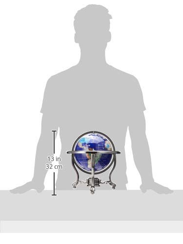 GLOBO TERRÁQUEO DE PIEDRA PRECIOSA IMITACIÓN OCÉANO LAPISLÁZULI PARA ESCRITORIO UNIQUE ART DE 13' DE ALTO