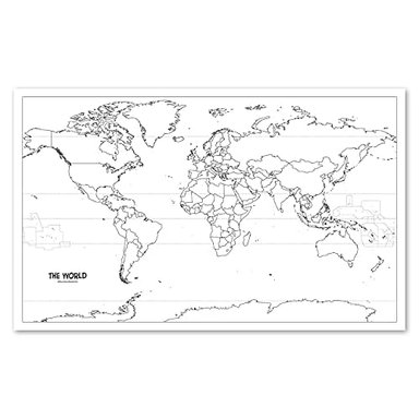 PÓSTER DE MAPA DEL MUNDO EN BLANCO (LAMINADO 18.0 X 29.1IN)