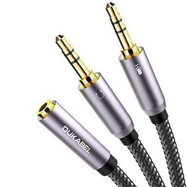 CABLE DIVISOR DE AUDIO GLOBAL SHOPEX DUKABEL TRENZADO EN Y CHAPADO EN ORO Y FUERTE CABLE AUDIO SEPARADO MICRÓFONO PUERTO