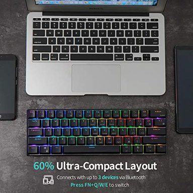 RK ROYAL KLUDGE RK61 2.4 GHZ INALÁMBRICO/BLUETOOTH/CABLEADO 60Y#X25 TECLADO MECÁNICO 61 TECLAS 3 MODOS CONECTABLE TECLADO - 4