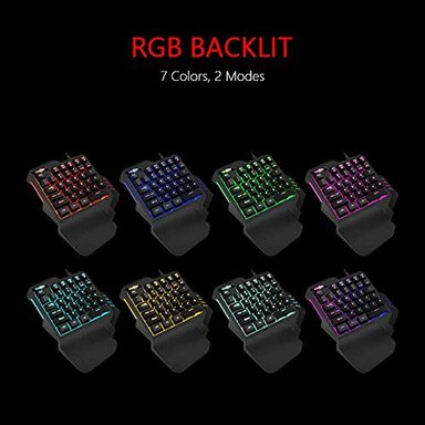 REDTHUNDER TECLADO DE JUEGO CON UNA MANO RGB RETROILUMINADO 35 TECLAS PORTÁTIL MINI TECLADO DE JUEGO ERGONÓMICO CONTROLADOR - 1
