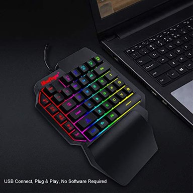 TECLADO GLOBAL SHOPEX RGB UNA MANO JUEGOS Y RATÓN RETROILUMINADO LETRAS USB CON CABLE ARCO IRIS RESPLANDOR MECÁNICA - 3