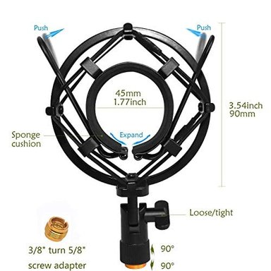 PROTECTOR DE MICRÓFONO PEMOTECH MALLA DE METAL Y CAPA DE ESPUMA. MICRÓFONO DE ESTUDIO DE GRABACIÓN. PROTECTOR MÁSCARA