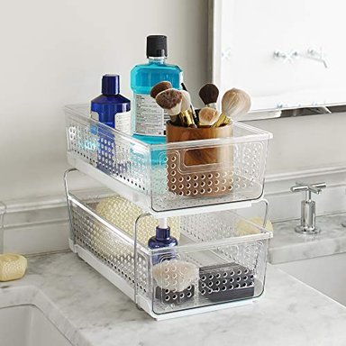 MADESMART ORGANIZADOR DE 2 NIVELES SIN DIVISORES CESTAS DESLIZABLES CON ASAS AHORRO DE ESPACIO ALMACENAMIENTO MULTIUSO - 4