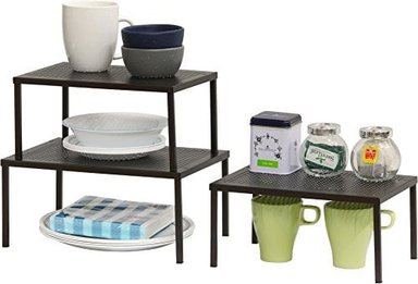 ESTANTE AMPLIABLE Y APILABLE DE SIMPLEHOUEWARE Y ORGANIZADOR DE MUEBLE DE COCINA EN COLOR PLATEADO - 2