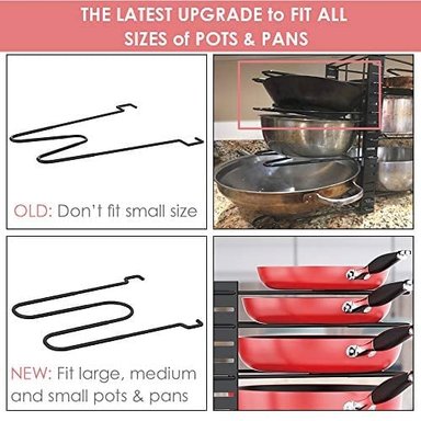 ORGANIZADOR GLOBAL SHOPEX MULTICOLOR SARTENES ARMARIO ESTANTE CON 3 MÉTODOS BRICOLAJE OLLAS AJUSTABLES Y SARTENES DEBAJO - 3