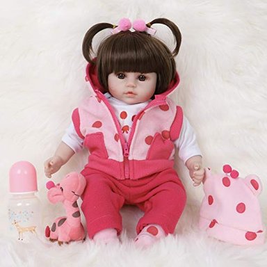 MUÑECA GLOBAL SHOPEX ENA REBORN BABY DOLL REALISTA SILICONA VINILO LUNARES JIRAFA BEBÉ 16' PESO SUAVE CUERPO REALISTA