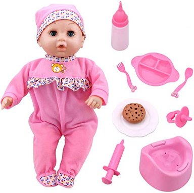 MUÑECA GLOBAL SHOPEX TOY CHOI'S PRETEND PLAY SERIES 16' BABY PINK DOLL LLORANDO HABLANDO BABY DOLL CON DIFERENTES SONIDOS