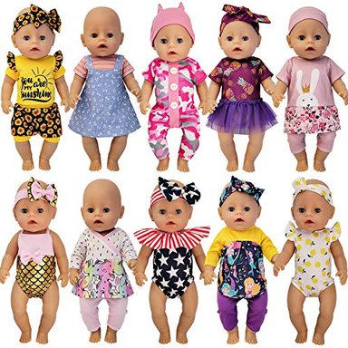 WINDOLLS JUEGO DE 10 UNIDADES DE 35.5 A 16.0IN PARA MUÑECAS DE BEBÉ DE 16.9IN MUÑECA DE BEBÉ BITTY DE 15' MUÑECA
