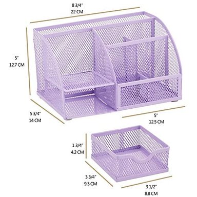 ORGANIZADOR GLOBAL SHOPEX ESCRITORIO MALLA ANNOVA CON 7 COMPARTIMENTOS + CAJÓN MULTIFUNCIONAL MORADO - 2